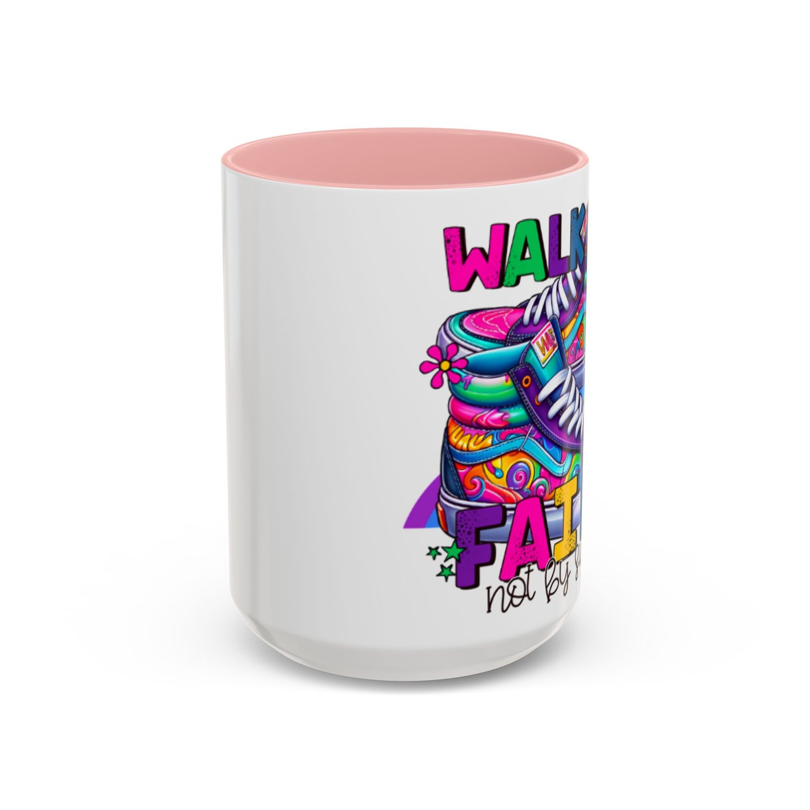Accent Mug — "Walk by Faith Not by Sight" Colorful Sneakers Christian Coffee Mug - Image 16