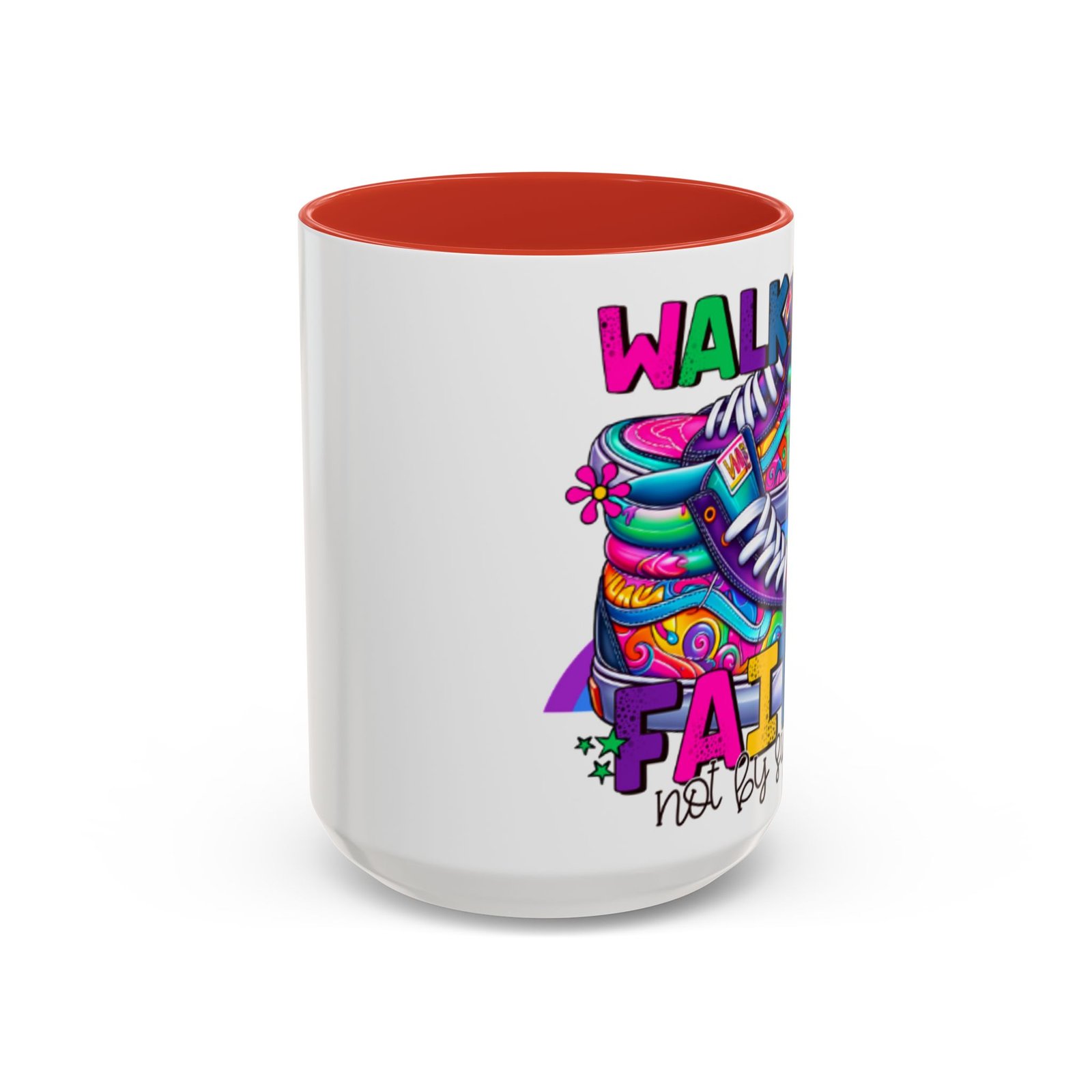 Accent Mug — "Walk by Faith Not by Sight" Colorful Sneakers Christian Coffee Mug - Image 21