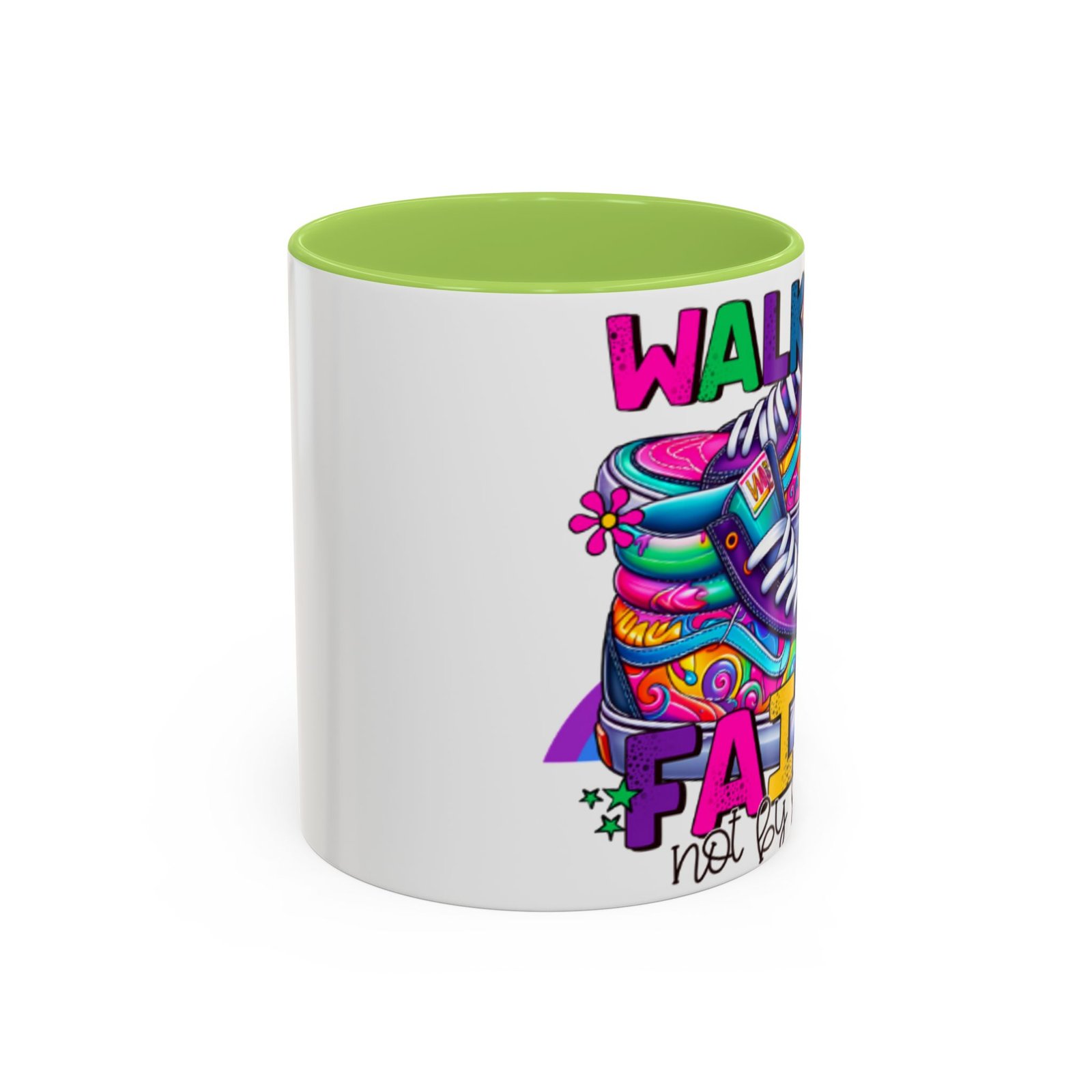 Accent Mug — "Walk by Faith Not by Sight" Colorful Sneakers Christian Coffee Mug - Image 61