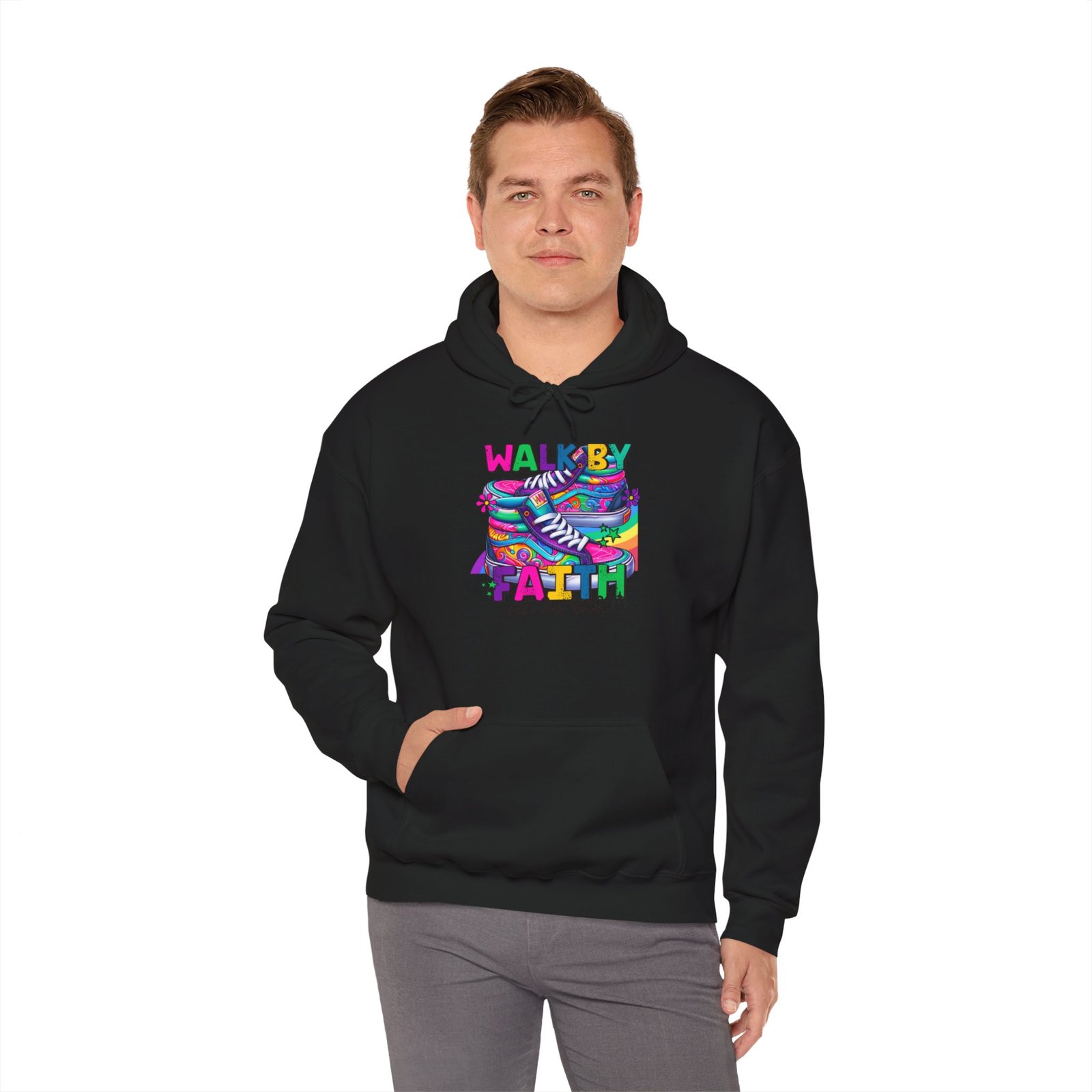 Faith Walk Hoodie – Colorful 'Walk by Faith' Inspirational Sweatshirt - Image 7