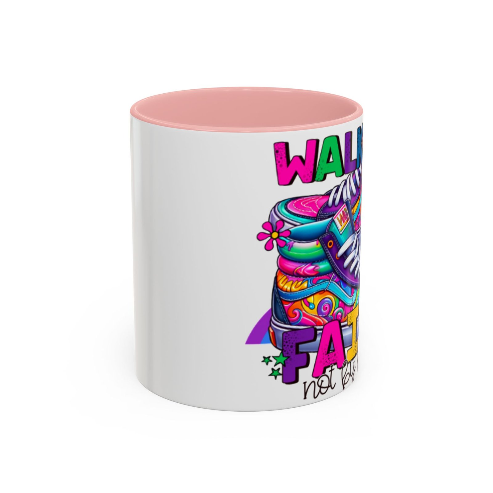 Accent Mug — "Walk by Faith Not by Sight" Colorful Sneakers Christian Coffee Mug - Image 41