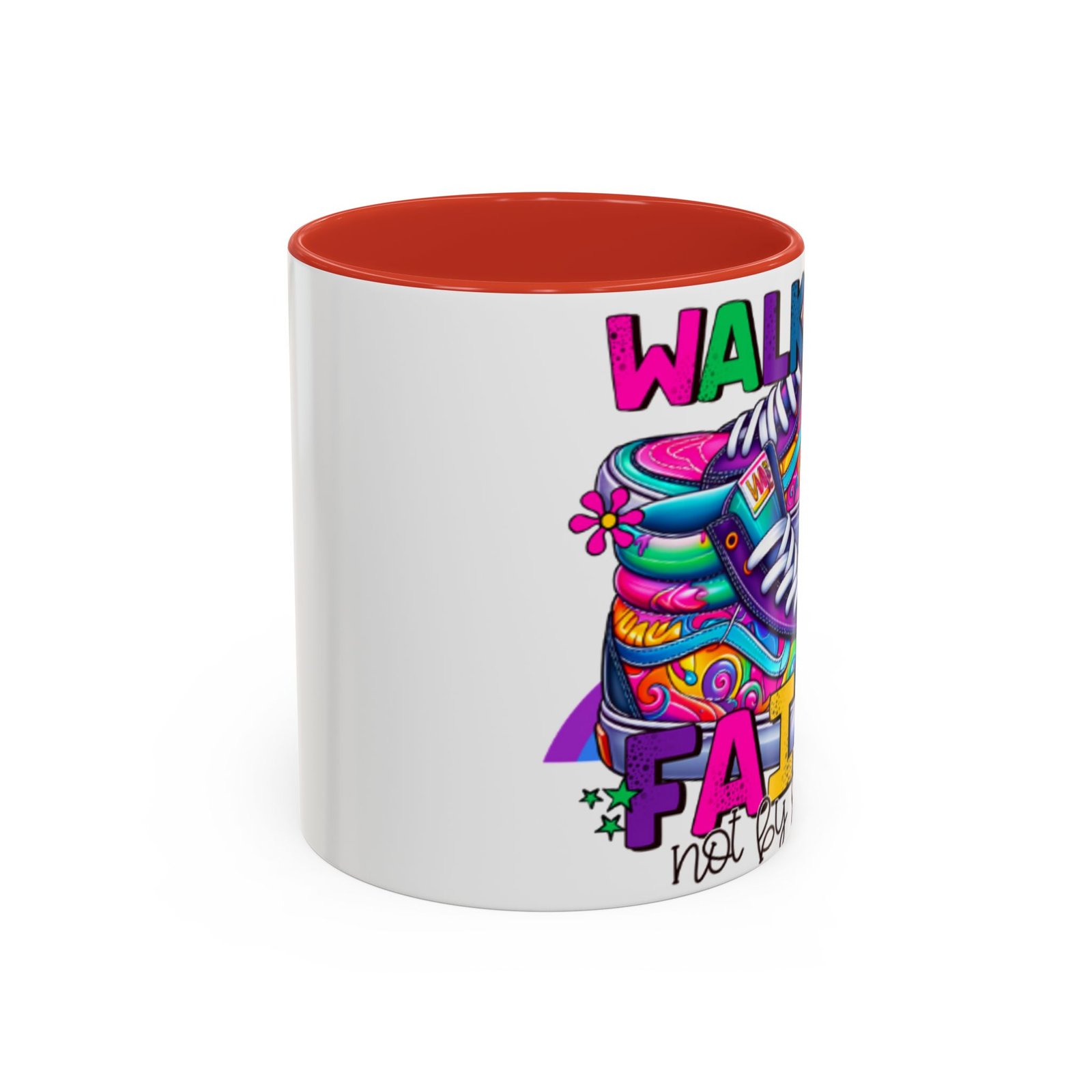 Accent Mug — "Walk by Faith Not by Sight" Colorful Sneakers Christian Coffee Mug - Image 46