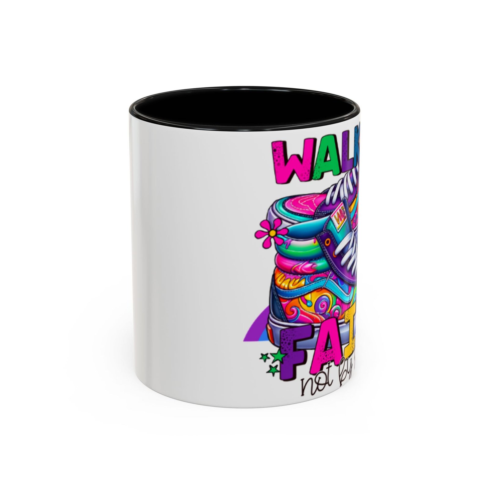 Accent Mug — "Walk by Faith Not by Sight" Colorful Sneakers Christian Coffee Mug - Image 31