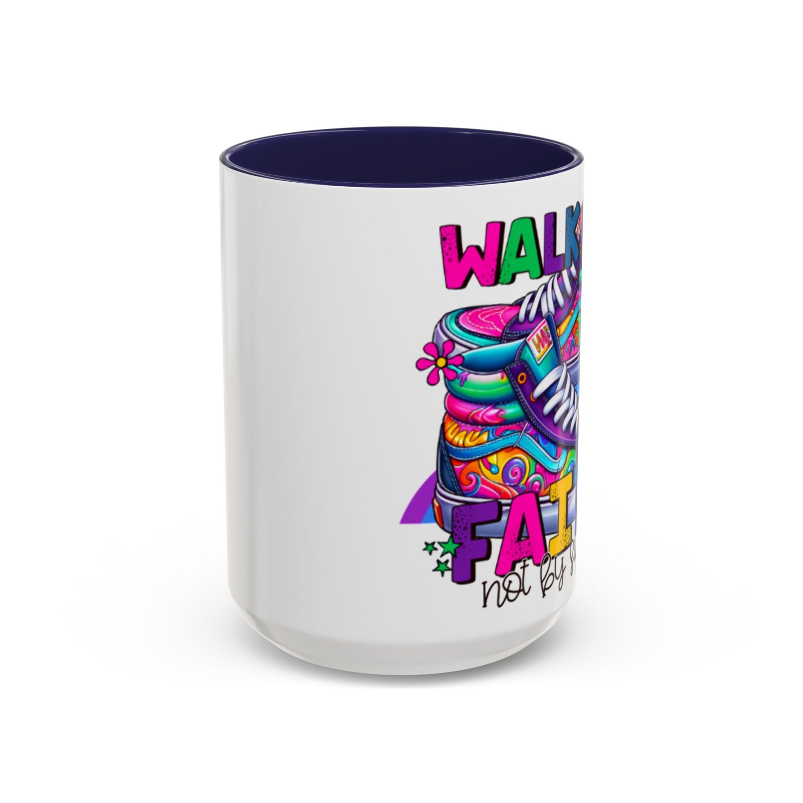 Accent Mug — "Walk by Faith Not by Sight" Colorful Sneakers Christian Coffee Mug - Image 11