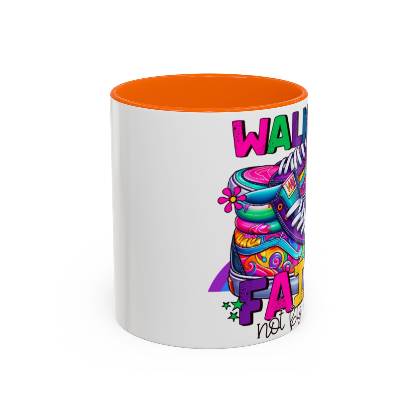 Accent Mug — "Walk by Faith Not by Sight" Colorful Sneakers Christian Coffee Mug - Image 51